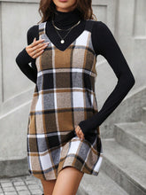 Load image into Gallery viewer, Plaid V-Neck Wide Strap Dress