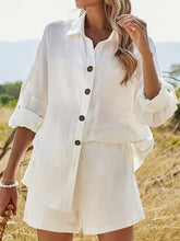 Load image into Gallery viewer, Texture Button Up Shirt and Shorts Set