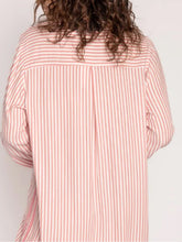 Load image into Gallery viewer, Striped Collared Neck Long Sleeve Top and Shorts Lounge Set