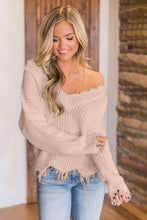 Load image into Gallery viewer, Frayed Hem Dropped Shoulder Sweater