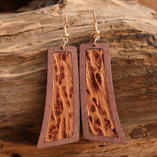 Load image into Gallery viewer, Geometrical Shape Wooden Dangle Earrings