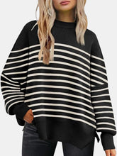 Load image into Gallery viewer, Round Neck Drop Shoulder Slit Sweater