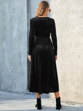 Load image into Gallery viewer, Tie Front Long Sleeve Slit Dress