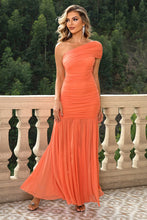Load image into Gallery viewer, One-Shoulder Ruched Maxi Dress