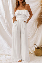 Load image into Gallery viewer, Tie-Waist Ruffled Strapless Wide Leg Jumpsuit