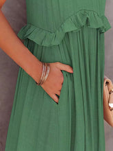 Load image into Gallery viewer, Ruffled Sleeveless Maxi Dress with Pockets