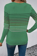 Load image into Gallery viewer, Striped Round Neck Long Sleeve T-Shirt