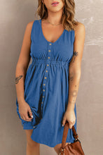 Load image into Gallery viewer, Button Front Empire Waist Sleeveless Slit Magic Dress