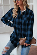Load image into Gallery viewer, Plaid Button Up Dropped Shoulder Outerwear