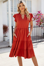 Load image into Gallery viewer, Ruched Notched Cap Sleeve Dress