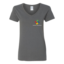 Load image into Gallery viewer, Autism Awareness V-Neck T-Shirt (White)