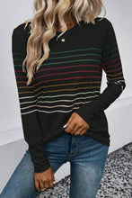Load image into Gallery viewer, Striped Round Neck Long Sleeve T-Shirt