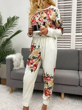 Load image into Gallery viewer, Printed Round Neck Top and Pants Lounge Set