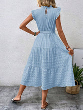 Load image into Gallery viewer, Tied Ruffled Cap Sleeve Midi Dress