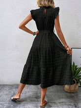 Load image into Gallery viewer, Tied Ruffled Cap Sleeve Midi Dress