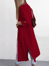 Load image into Gallery viewer, Slit Open Front Roll-Tab Sleeve Trench Coat