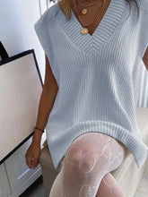 Load image into Gallery viewer, Ribbed V-Neck Sleeveless Sweater Vest