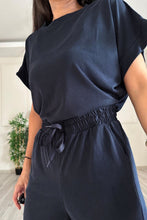 Load image into Gallery viewer, Round Neck Short Sleeve Top and Drawstring Pants Set