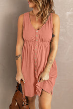 Load image into Gallery viewer, Button Front Empire Waist Sleeveless Slit Magic Dress