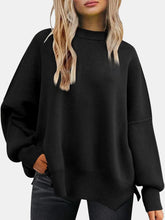 Load image into Gallery viewer, Round Neck Drop Shoulder Slit Sweater