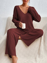 Load image into Gallery viewer, V-Neck Long Sleeve Top and Pants Set