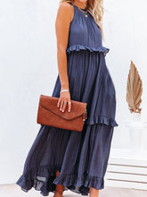 Load image into Gallery viewer, Ruffled Sleeveless Maxi Dress with Pockets