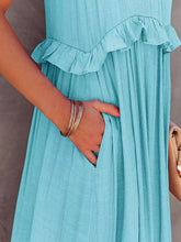 Load image into Gallery viewer, Ruffled Sleeveless Maxi Dress with Pockets