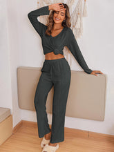 Load image into Gallery viewer, V-Neck Long Sleeve Top and Pants Set