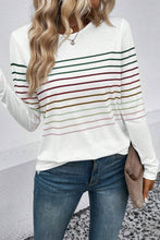 Load image into Gallery viewer, Striped Round Neck Long Sleeve T-Shirt