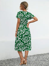 Load image into Gallery viewer, Printed V-Neck Short Sleeve Dress