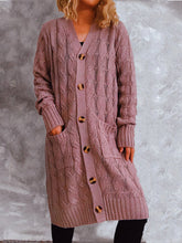 Load image into Gallery viewer, Button Up Cable-Knit Cardigan with Pockets