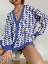 Load image into Gallery viewer, Houndstooth Button Up Long Sleeve Cardigan