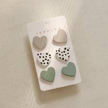 Load image into Gallery viewer, 3 Piece Acrylic Heart Stud Earrings