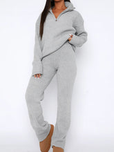Load image into Gallery viewer, Quarter Zip Long Sleeve Top and Pants Set