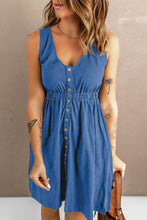 Load image into Gallery viewer, Button Front Empire Waist Sleeveless Slit Magic Dress