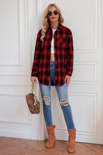 Load image into Gallery viewer, Plaid Button Up Dropped Shoulder Outerwear