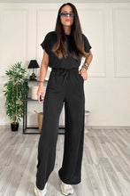 Load image into Gallery viewer, Round Neck Short Sleeve Top and Drawstring Pants Set