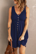 Load image into Gallery viewer, Button Front Empire Waist Sleeveless Slit Magic Dress