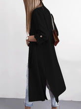Load image into Gallery viewer, Slit Open Front Roll-Tab Sleeve Trench Coat