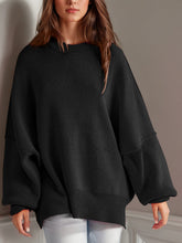 Load image into Gallery viewer, Double Take Side Slit Round Neck Long Sleeve Sweater