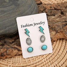 Load image into Gallery viewer, 3 Piece Artificial Turquoise Stud Earrings