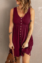 Load image into Gallery viewer, Button Front Empire Waist Sleeveless Slit Magic Dress