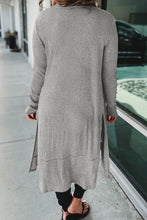 Load image into Gallery viewer, Button Up High-Low Long Sleeve Slit Cardigan