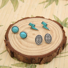 Load image into Gallery viewer, 3 Piece Artificial Turquoise Stud Earrings