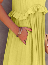 Load image into Gallery viewer, Ruffled Sleeveless Maxi Dress with Pockets