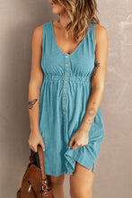 Load image into Gallery viewer, Button Front Empire Waist Sleeveless Slit Magic Dress