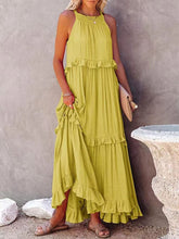 Load image into Gallery viewer, Ruffled Sleeveless Maxi Dress with Pockets
