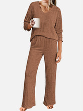 Load image into Gallery viewer, V-Neck Long Sleeve Top and Pants Set