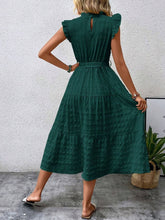Load image into Gallery viewer, Tied Ruffled Cap Sleeve Midi Dress
