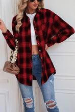 Load image into Gallery viewer, Plaid Button Up Dropped Shoulder Outerwear
